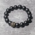 Fortune Jewel Matte Frosting Black Onyx Copper Brass Protection Bracelet