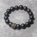 Fortune Jewel Matte Frosting Black Onyx Copper Brass Protection Bracelet