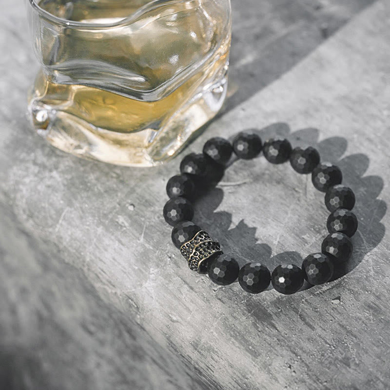 Fortune Jewel Matte Frosting Black Onyx Copper Brass Protection Bracelet