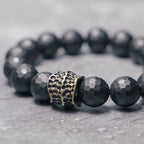 Fortune Jewel Matte Frosting Black Onyx Copper Brass Protection Bracelet