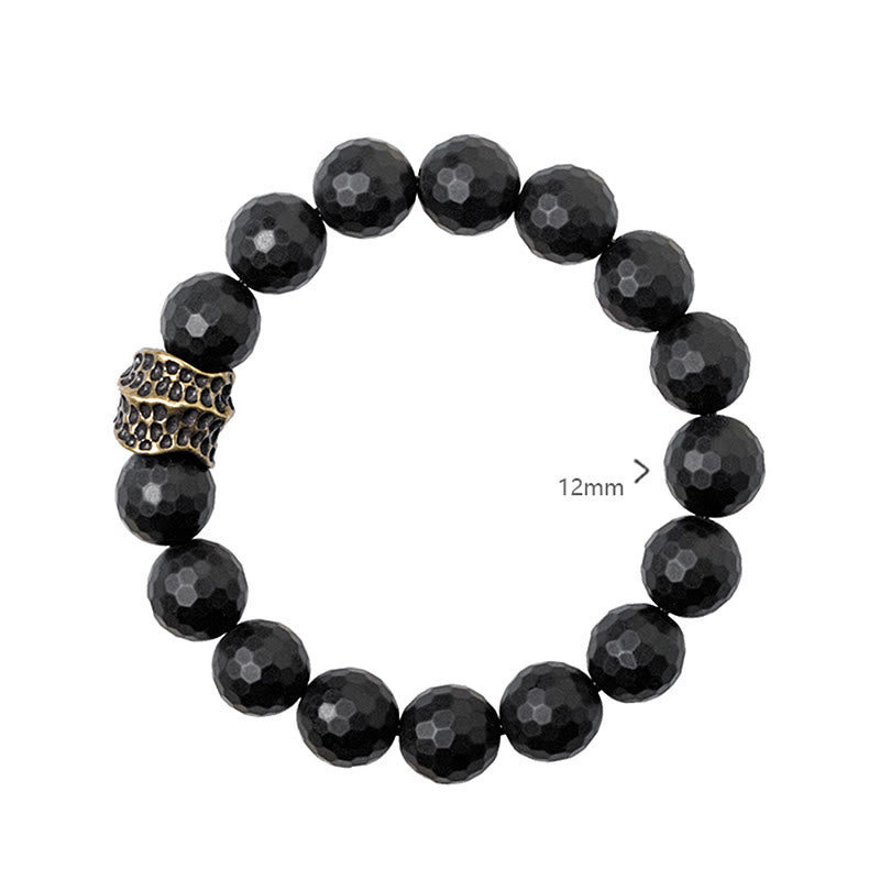 Fortune Jewel Matte Frosting Black Onyx Copper Brass Protection Bracelet