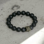 Fortune Jewel Matte Frosting Black Onyx Copper Brass Protection Bracelet