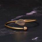 Fortune Jewel Leaf Bead Copper Brass Luck Wealth cuff Bracelet Bangle
