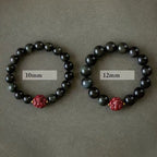 Fortune Jewel Chinese Zodiac Natural Black Obsidian Cinnabar Purification Bracelet