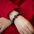 Fortune Jewel Chinese Zodiac Natural Black Obsidian Cinnabar Purification Bracelet
