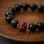 Fortune Jewel Chinese Zodiac Natural Black Obsidian Cinnabar Purification Bracelet