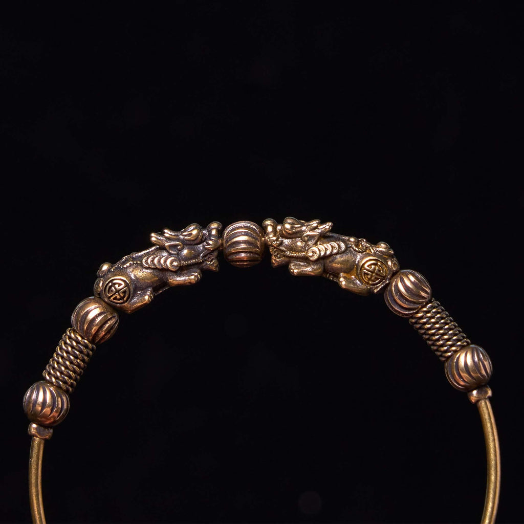 Fortune Jewel Pi Xiu Copper Brass Luck Keep Away Evil Spirits Bracelet Bangle