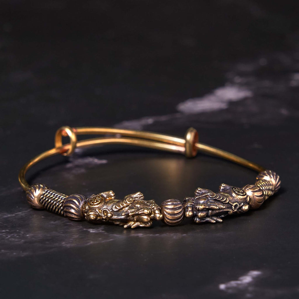 Fortune Jewel Pi Xiu Copper Brass Luck Keep Away Evil Spirits Bracelet Bangle