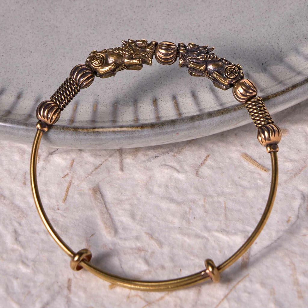 Fortune Jewel Pi Xiu Copper Brass Luck Keep Away Evil Spirits Bracelet Bangle
