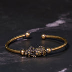 Fortune Jewel Pi Xiu Carrying Compass Fu Character Copper Brass Luck Wealth Bracelet Bangle