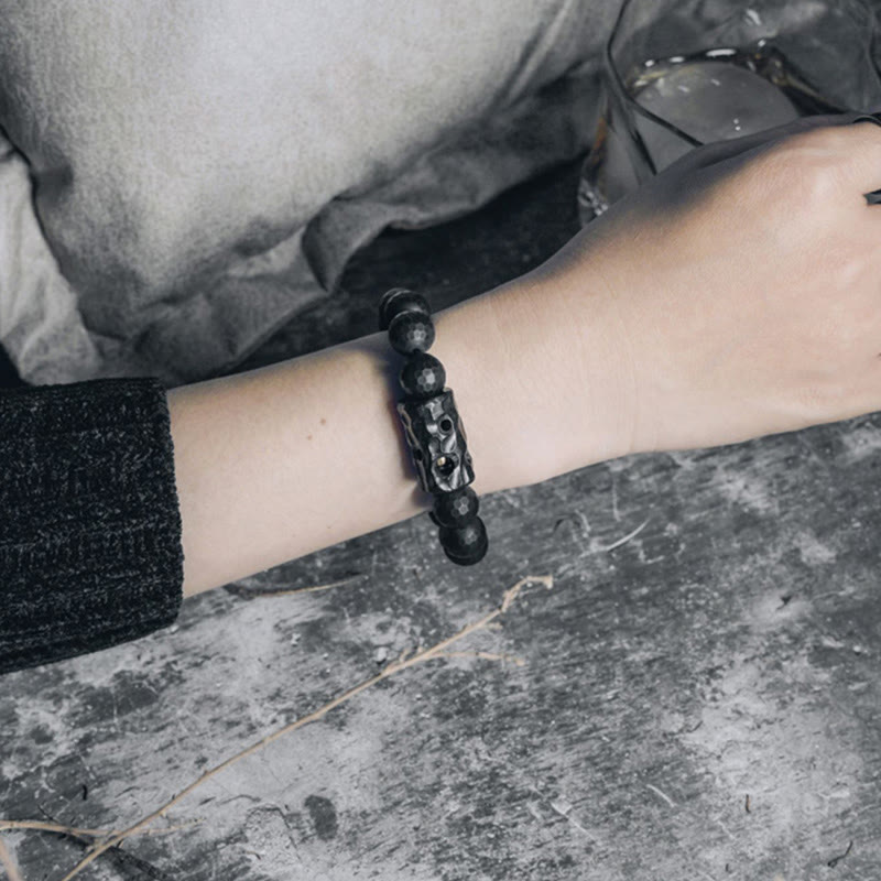 Fortune Jewel Matte Frosted Surface Black Onyx Ebony Protection Bracelet
