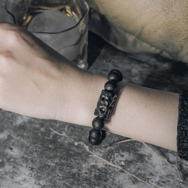 Fortune Jewel Matte Frosted Surface Black Onyx Ebony Protection Bracelet