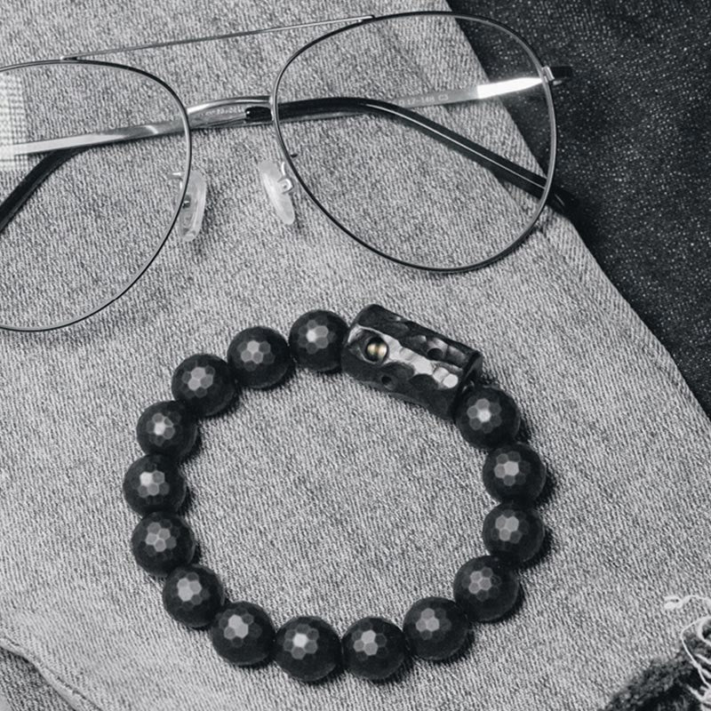 Fortune Jewel Matte Frosted Surface Black Onyx Ebony Protection Bracelet