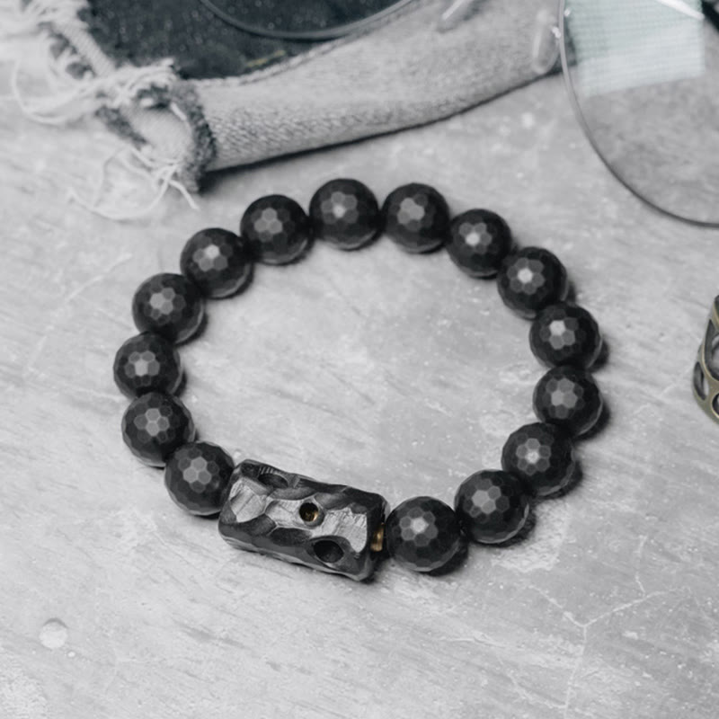 Fortune Jewel Matte Frosted Surface Black Onyx Ebony Protection Bracelet