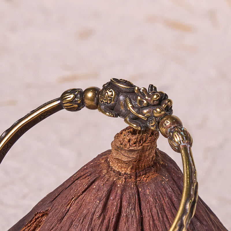 Fortune Jewel Pi Xiu Carrying Coin Ingot Copper Brass Luck Wealth Bracelet Bangle
