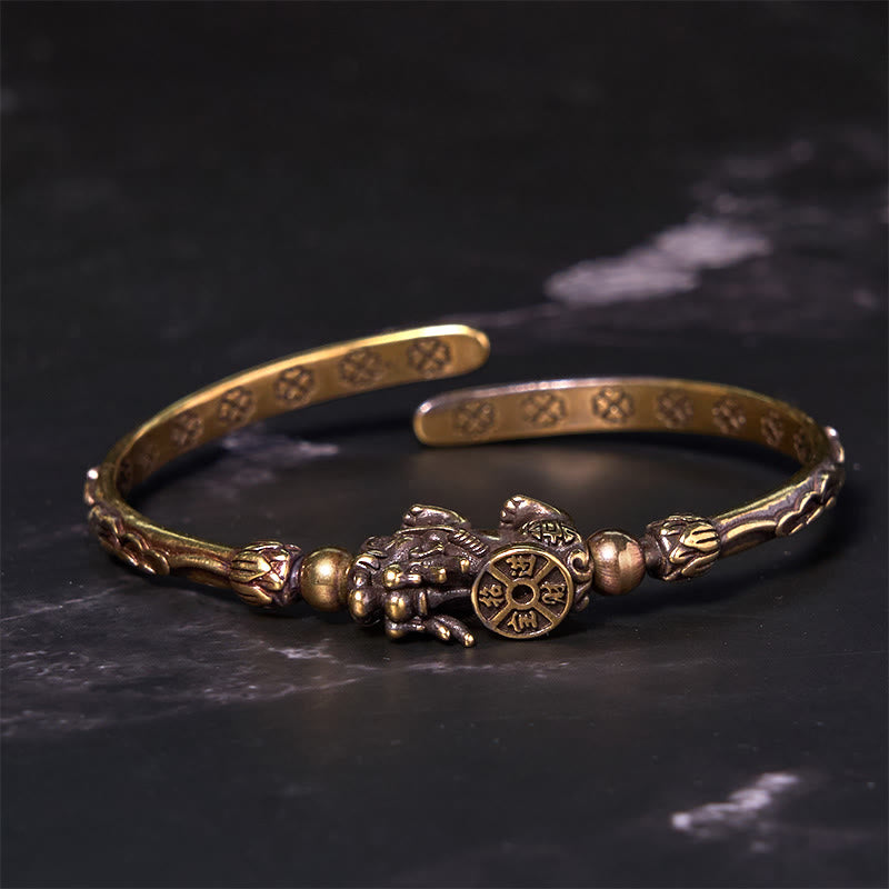 Fortune Jewel Pi Xiu Carrying Coin Ingot Copper Brass Luck Wealth Bracelet Bangle