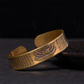 Fortune Jewel Heart Sutra Lotus Flower Copper Brass Peace Cuff Bracelet Bangle
