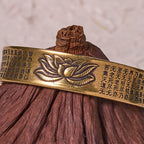 Fortune Jewel Heart Sutra Lotus Flower Copper Brass Peace Cuff Bracelet Bangle
