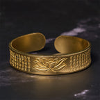 Fortune Jewel Heart Sutra Lotus Flower Copper Brass Peace Cuff Bracelet Bangle