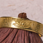 Fortune Jewel Heart Sutra Lotus Flower Copper Brass Peace Cuff Bracelet Bangle