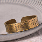 Fortune Jewel Heart Sutra Lotus Flower Copper Brass Peace Enlightenment Cuff Bracelet Bangle