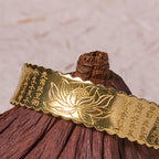 Fortune Jewel Heart Sutra Lotus Flower Copper Brass Peace Enlightenment Cuff Bracelet Bangle
