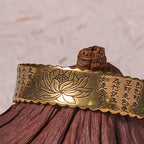 Fortune Jewel Heart Sutra Lotus Flower Copper Brass Peace Enlightenment Cuff Bracelet Bangle