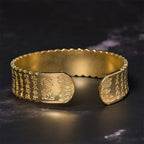 Fortune Jewel Heart Sutra Lotus Flower Copper Brass Peace Enlightenment Cuff Bracelet Bangle