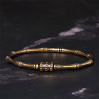 Fortune Jewel Bamboo Lotus Flower Copper Brass Peace Bracelet Bangle