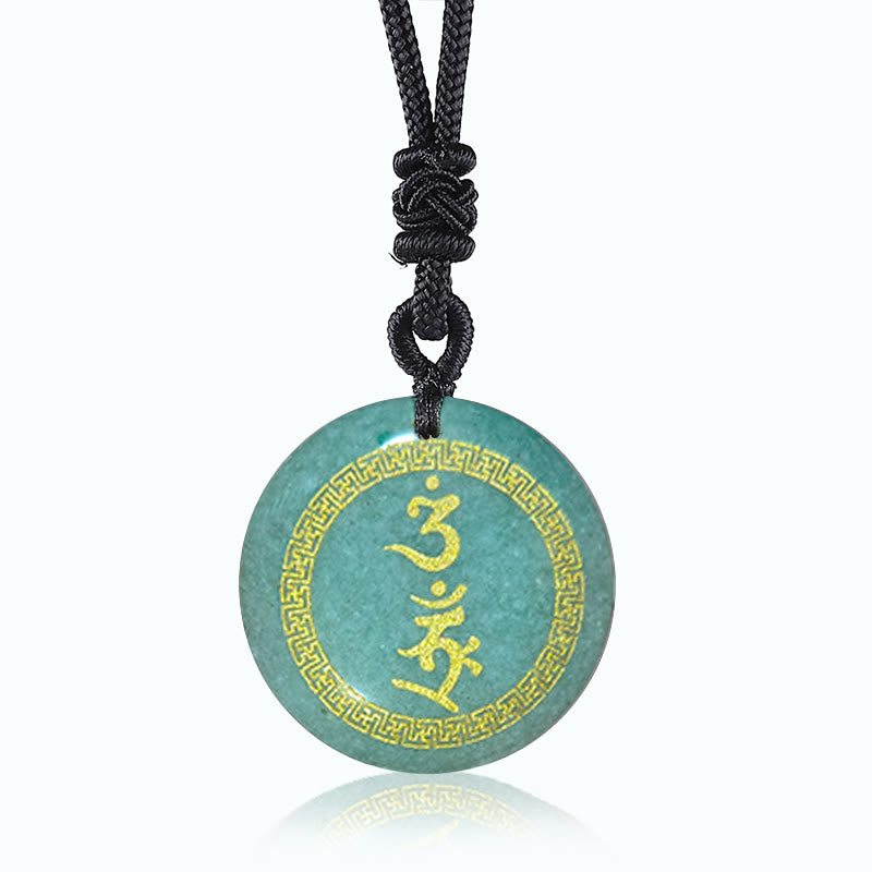 Fortune Jewel Surrounding Swastika Pattern Vajra Protection Mantra Natural Various Crystal Black Obsidian Fulfilment Necklace Pendant