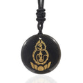 Fortune Jewel Gourd Lotus Pedestal Pattern Vajra Protection Mantra Natural Various Crystal Black Obsidian Fulfilment Necklace Pendant