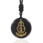 Fortune Jewel Gourd Lotus Pedestal Pattern Vajra Protection Mantra Natural Various Crystal Black Obsidian Fulfilment Necklace Pendant