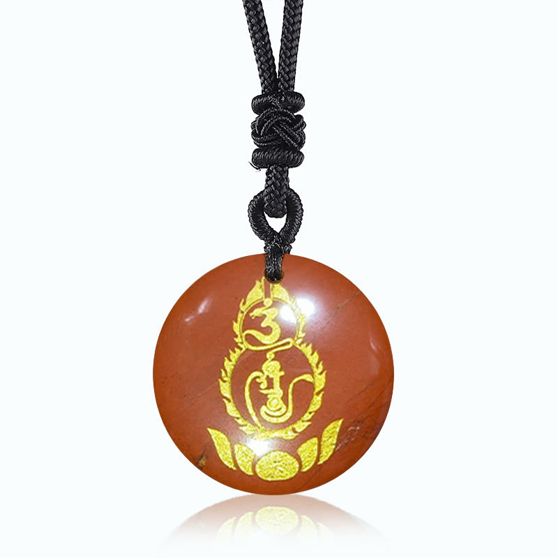 Fortune Jewel Gourd Lotus Pedestal Pattern Vajra Protection Mantra Natural Various Crystal Black Obsidian Fulfilment Necklace Pendant
