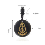 Fortune Jewel Gourd Lotus Pedestal Pattern Vajra Protection Mantra Natural Various Crystal Black Obsidian Fulfilment Necklace Pendant