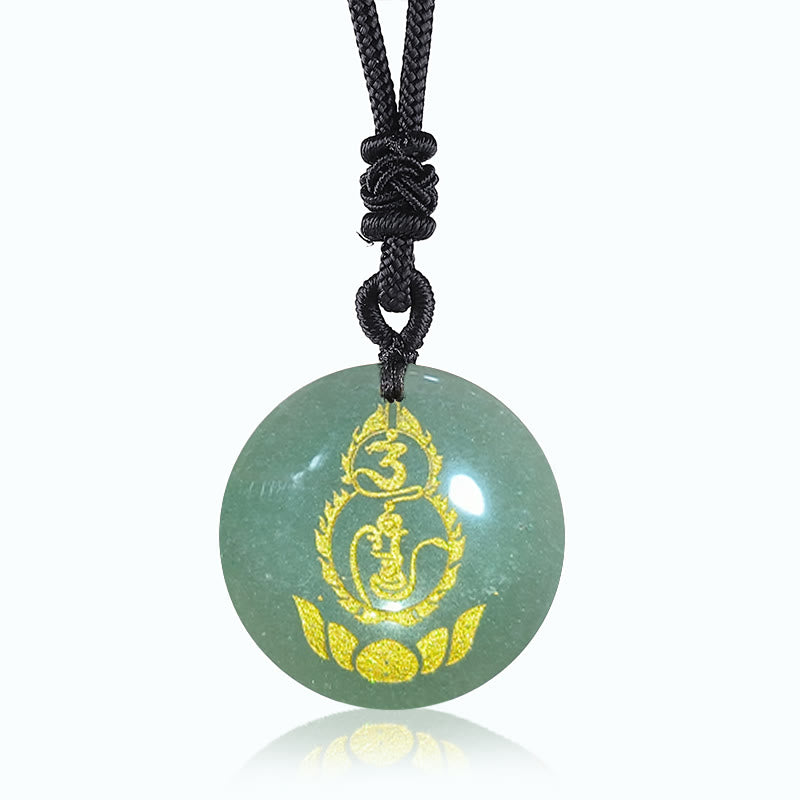 Fortune Jewel Gourd Lotus Pedestal Pattern Vajra Protection Mantra Natural Various Crystal Black Obsidian Fulfilment Necklace Pendant
