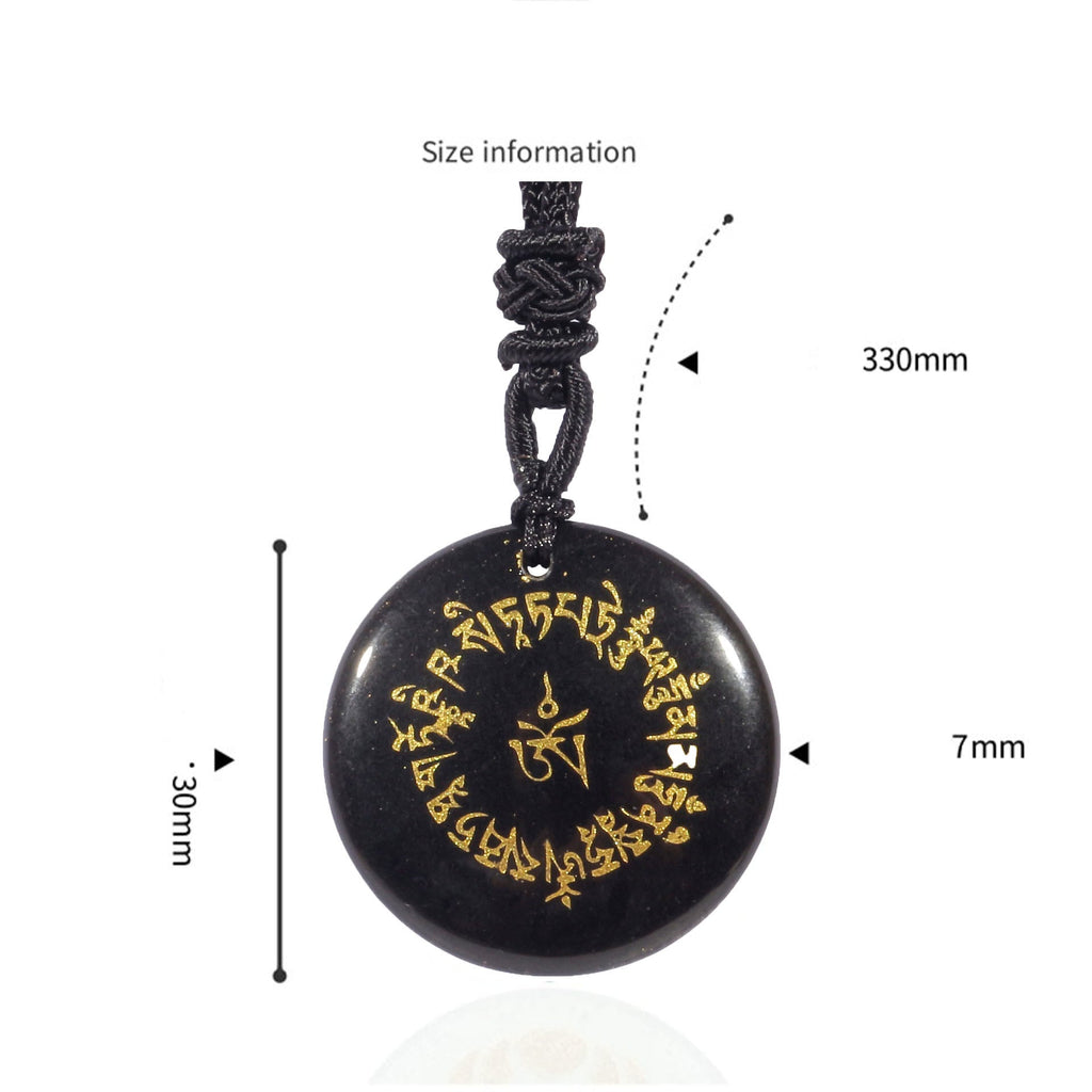 Fortune Jewel Fortune-gathering Mantra Natural Various Crystal Black Obsidian Fulfilment Necklace Pendant