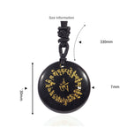Fortune Jewel Fortune-gathering Mantra Natural Various Crystal Black Obsidian Fulfilment Necklace Pendant