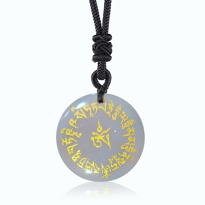 Fortune Jewel Fortune-gathering Mantra Natural Various Crystal Black Obsidian Fulfilment Necklace Pendant