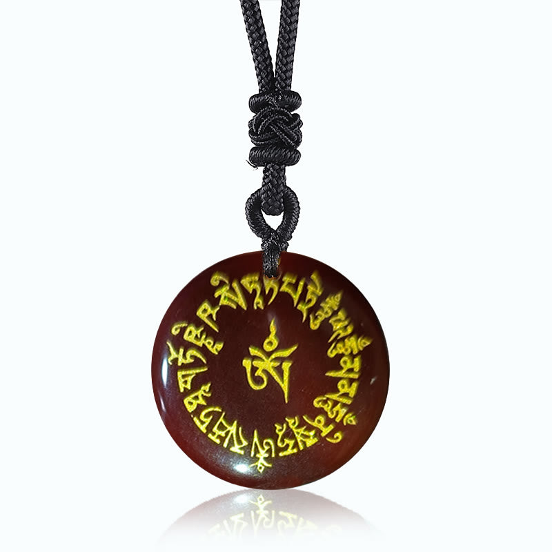 Fortune Jewel Fortune-gathering Mantra Natural Various Crystal Black Obsidian Fulfilment Necklace Pendant