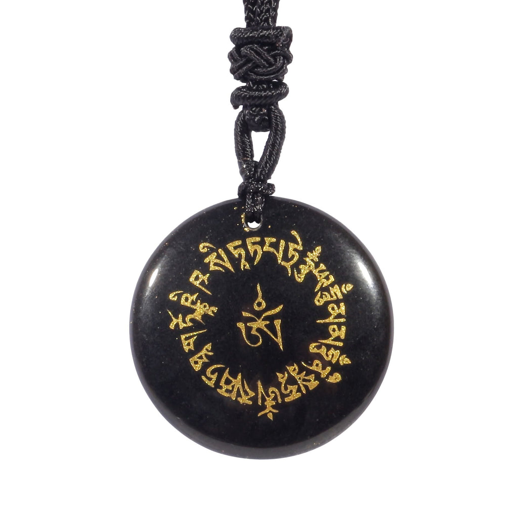 Fortune Jewel Fortune-gathering Mantra Natural Various Crystal Black Obsidian Fulfilment Necklace Pendant