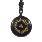Fortune Jewel Fortune-gathering Mantra Natural Various Crystal Black Obsidian Fulfilment Necklace Pendant