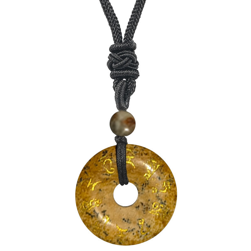 Fortune Jewel Green Tara Mantra Natural Various Crystal Black Obsidian Fulfilment Necklace Pendant