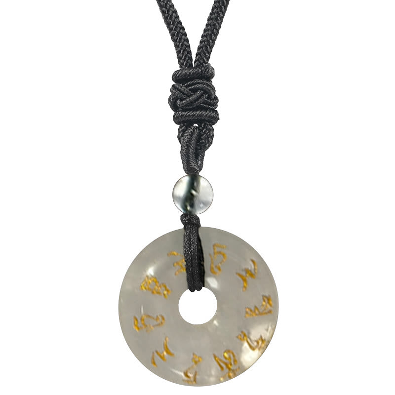 Fortune Jewel Green Tara Mantra Natural Various Crystal Black Obsidian Fulfilment Necklace Pendant