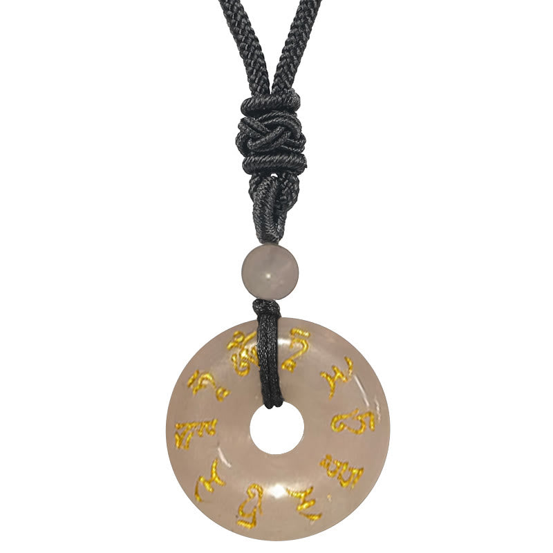 Fortune Jewel Green Tara Mantra Natural Various Crystal Black Obsidian Fulfilment Necklace Pendant