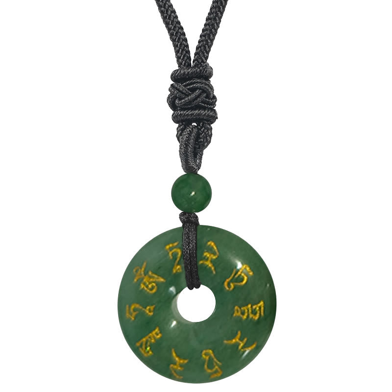 Fortune Jewel Green Tara Mantra Natural Various Crystal Black Obsidian Fulfilment Necklace Pendant