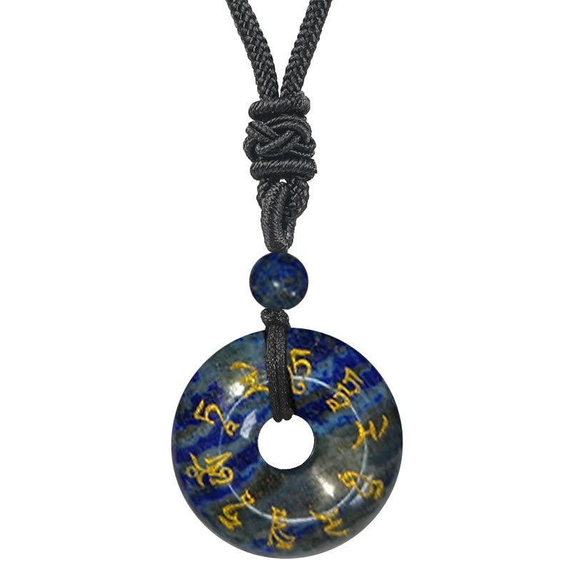 Fortune Jewel Green Tara Mantra Natural Various Crystal Black Obsidian Fulfilment Necklace Pendant