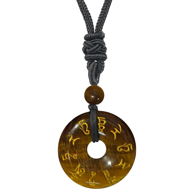 Fortune Jewel Green Tara Mantra Natural Various Crystal Black Obsidian Fulfilment Necklace Pendant