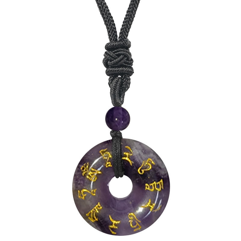 Fortune Jewel Green Tara Mantra Natural Various Crystal Black Obsidian Fulfilment Necklace Pendant