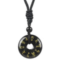 Fortune Jewel Green Tara Mantra Natural Various Crystal Black Obsidian Fulfilment Necklace Pendant