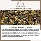 Fortune Jewel Natural Lava Rock Tiger Eye Titanium Steel Six-True-Words Om Mani Padme Hum Healing Bracelet
